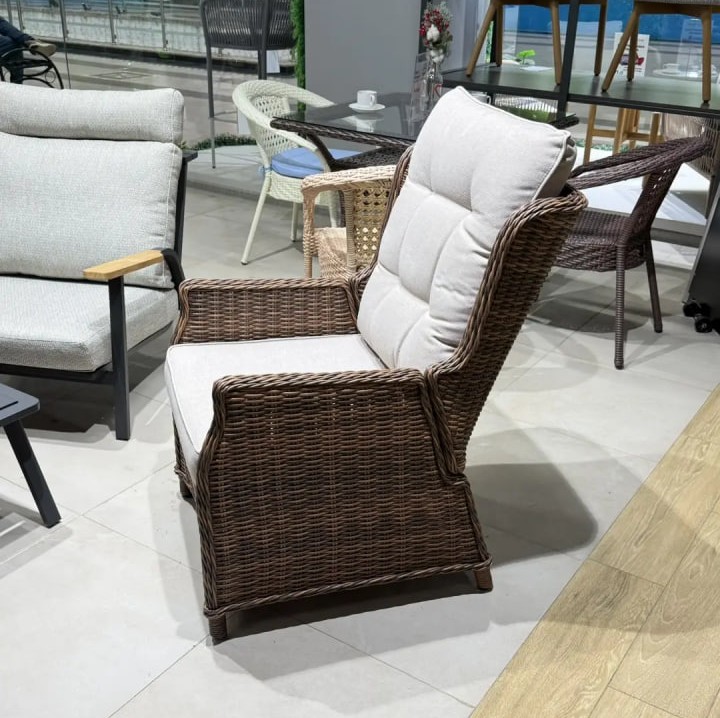 Кресло реклайнер LUIZA из искусственного ротанга цвет коричневый 2