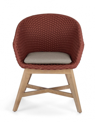 Кресло плетеное с подушкой Coachella алый 2