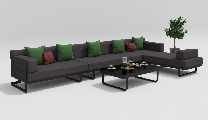 ЛАУНЖ ЗОНА HACIENDA каркас темно-серый / подушки антрацит 1
