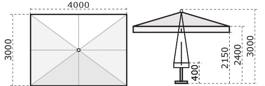Зонт профессиональный 3х4 м Rimini Standard 2