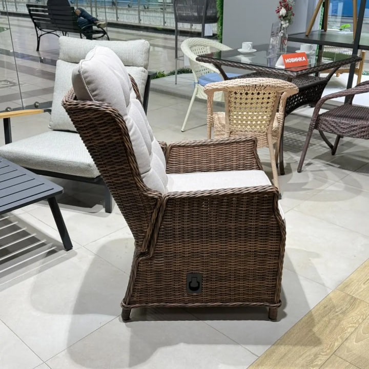 Кресло реклайнер LUIZA из искусственного ротанга цвет коричневый 4
