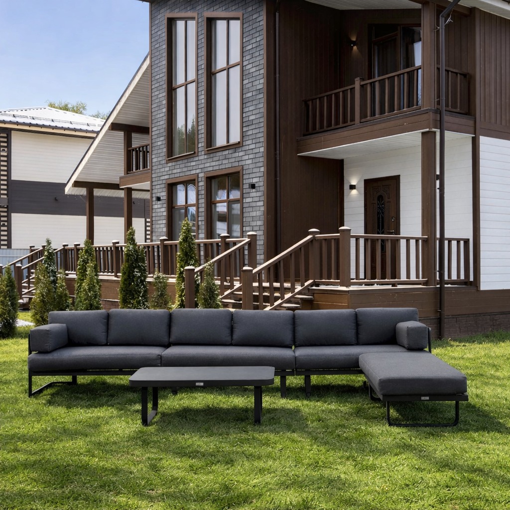 Лаунж-зона GISELLE с угловым диваном из алюминия 1