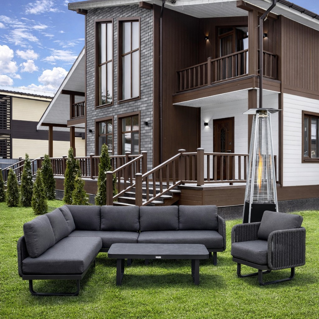 Угловая лаунж-зона из алюминия Royal Family ADRIAN, цвет антрацит 3