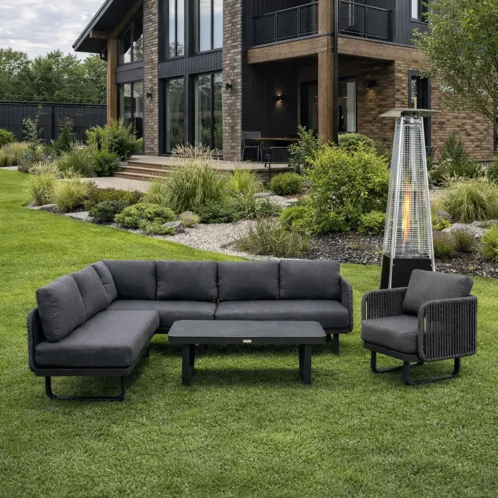 Угловая лаунж-зона из алюминия Royal Family ADRIAN, цвет антрацит 1