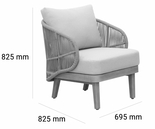 Кресло лаунж плетеное с подушками Mali 6