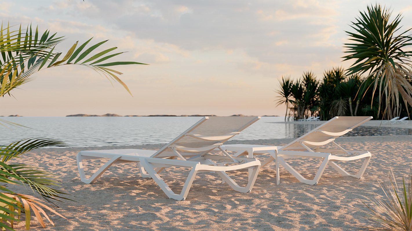 Шезлонг-лежак металлический Wave Paint белый 3