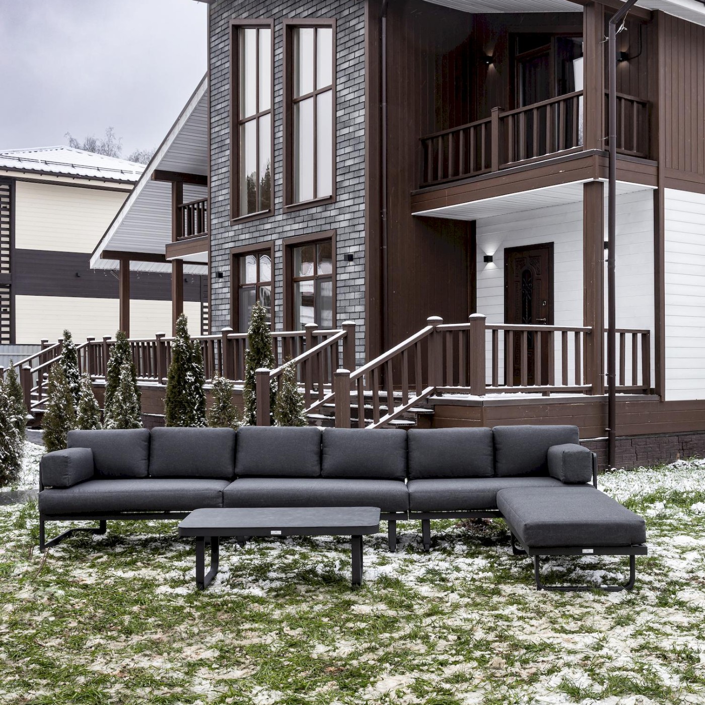 Угловая лаунж-зона из алюминия Royal Family, цвет антрацит 1