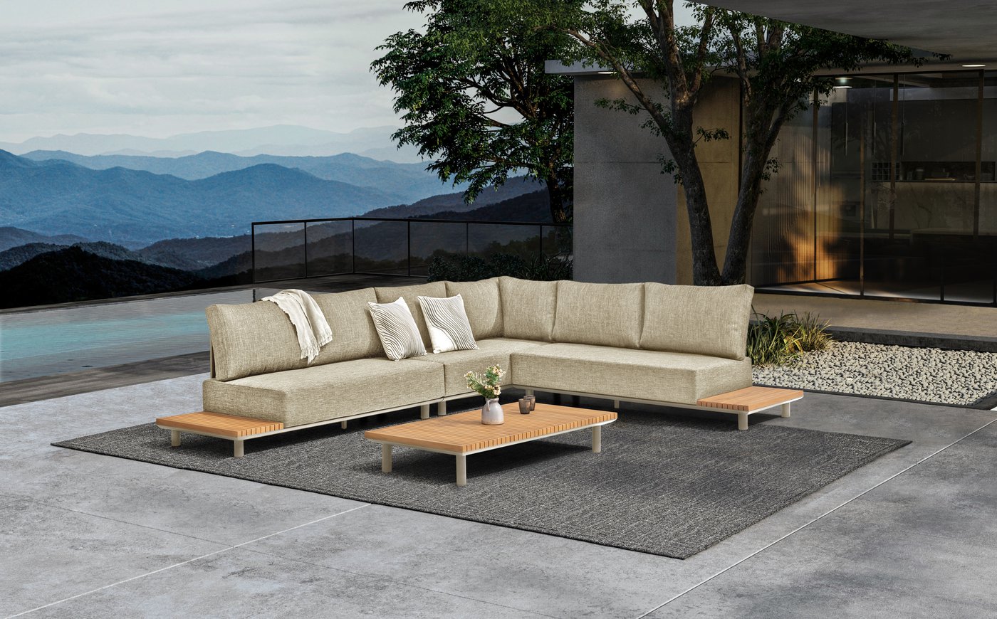 Goteborg, комплект лаунж мебели бежевый/натуральный, алюминий/тик 2