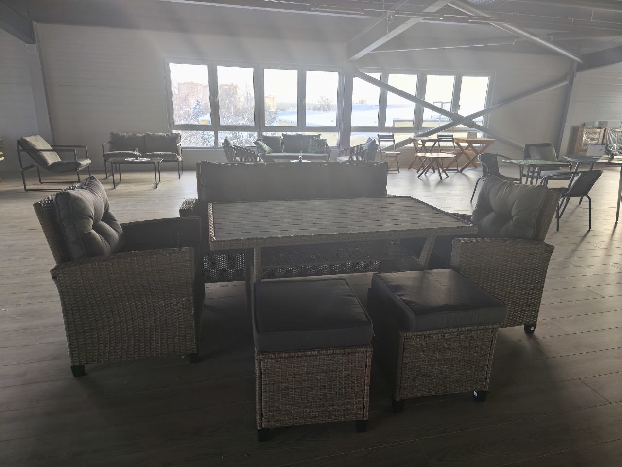 Набор мебели Морис 2 уп. (ротанг серый, подушки серые)	 1