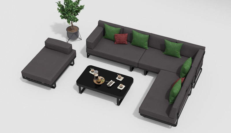 ЛАУНЖ ЗОНА HACIENDA каркас темно-серый / подушки антрацит 4