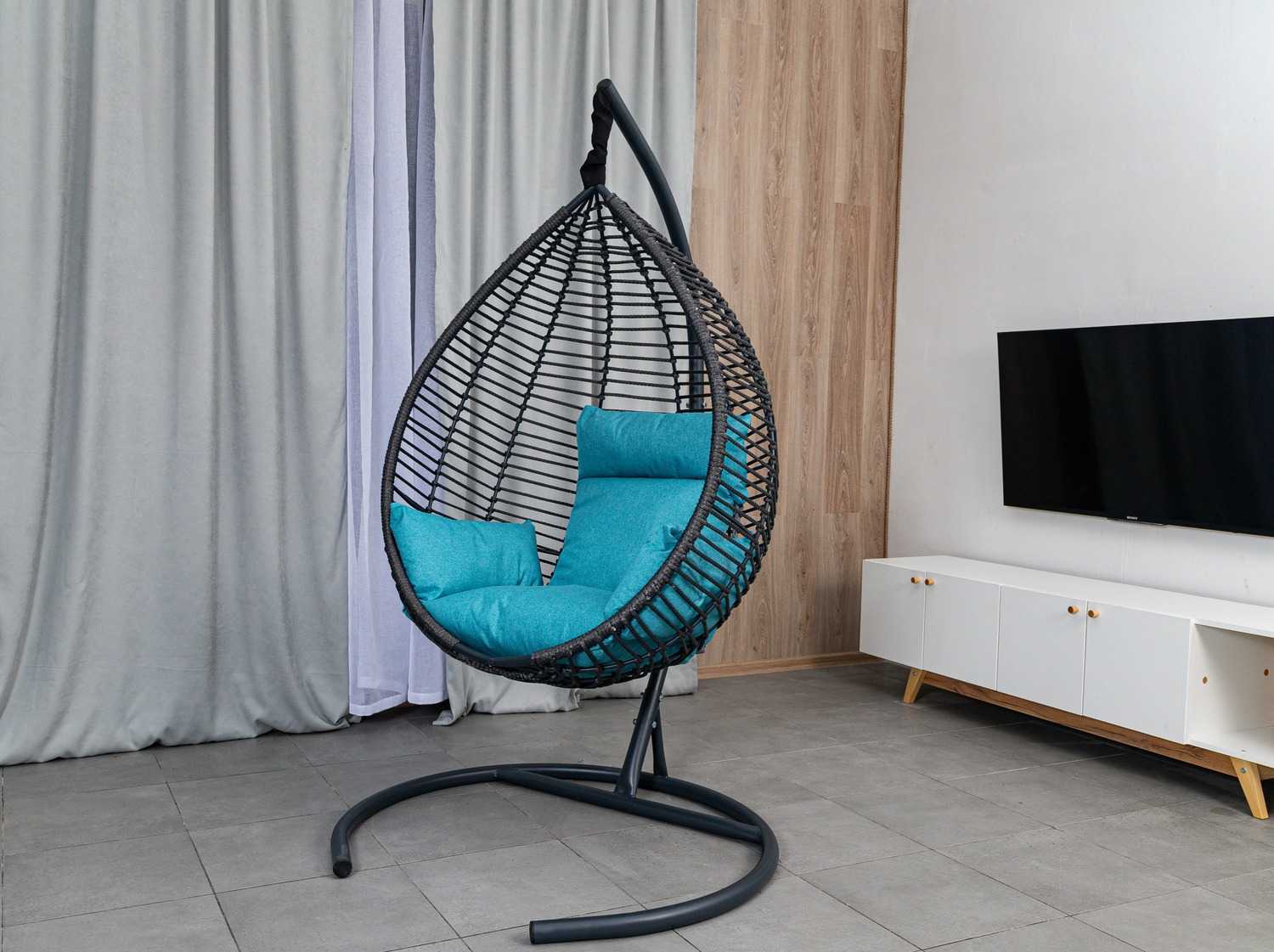 Подвесное кресло-кокон OSTIN шнур темно-серый + каркас 5