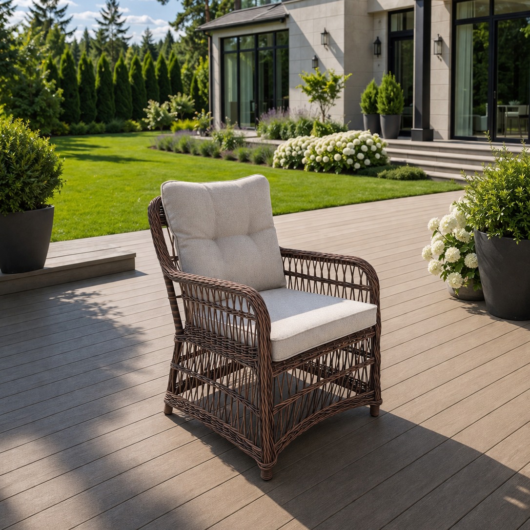 Обеденный комплект ISABELLA из искусственного ротанга коричневый 3