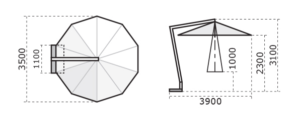 Зонт профессиональный Ø3.5 м Napoli Braccio 4
