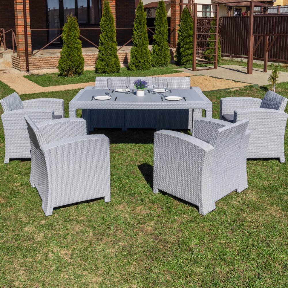 Обеденный комплект Royal Family LANA LUX DINING L светло-серый 4