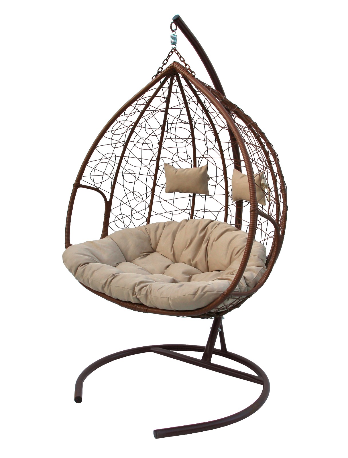 Кресло подвесное плетеное Феникс коричневое 1