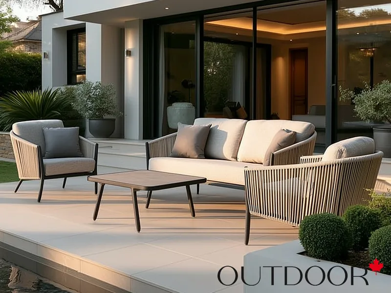 Комплект мебели из роупа OUTDOOR Аликанте (2-местный диван, 2 кресла, кофейный стол), серый микс 1