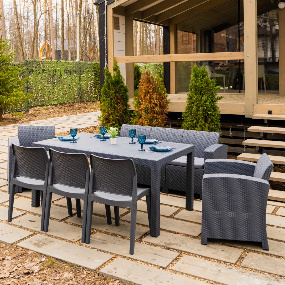 Обеденный комплект Royal Family LANA LUX DINING XL графит 2