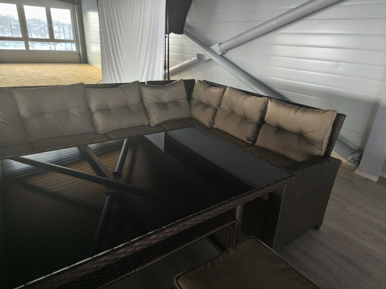 Набор мебели Версаль ПРЕМИУМ-2  2 уп. (ротанг коричневый, подушки бежевые)		 5