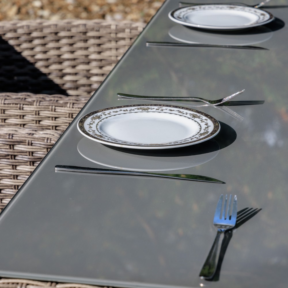 Обеденный комплект FIONA из плетеного искусственного ротанга цвет светло серый 6