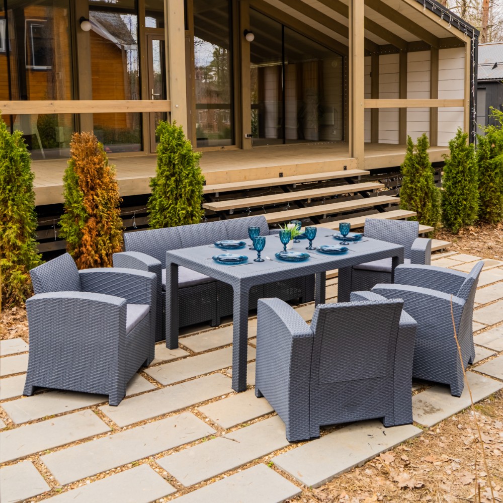 Обеденный комплект Royal Family LANA LUX DINING L графит 5