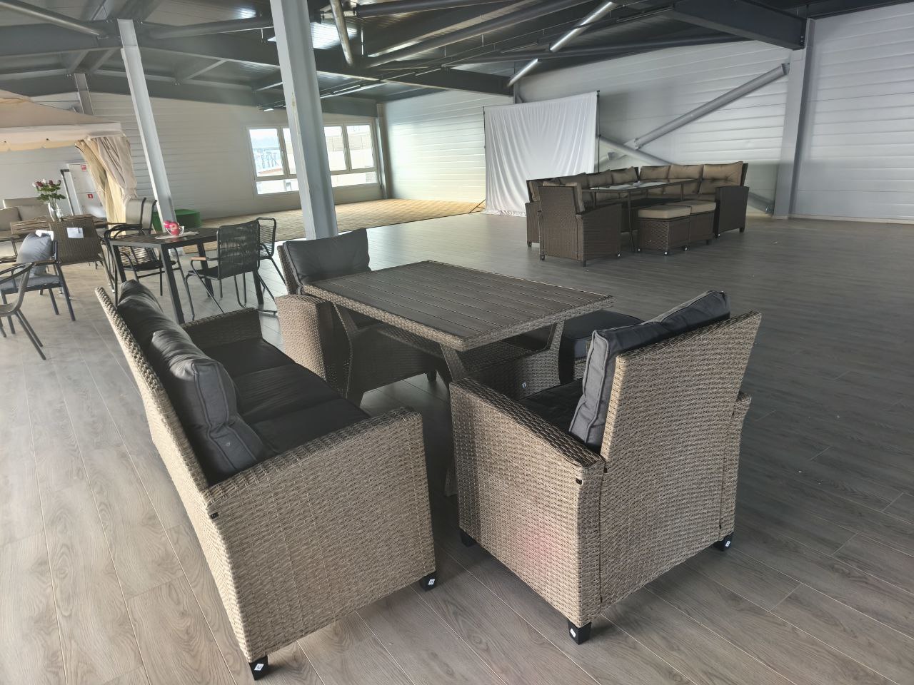 Набор мебели Морис 2 уп. (ротанг серый, подушки серые)	 3