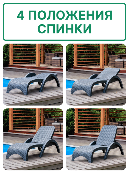 Пластиковый шезлонг Royal Family MARK антрацит (без матраса) 5