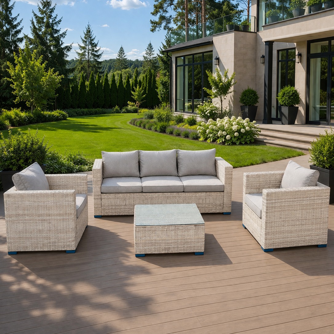 Лаунж-зона KARL с трёхместным диваном (бежевый) 3