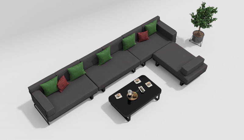 ЛАУНЖ ЗОНА HACIENDA каркас темно-серый / подушки антрацит 3