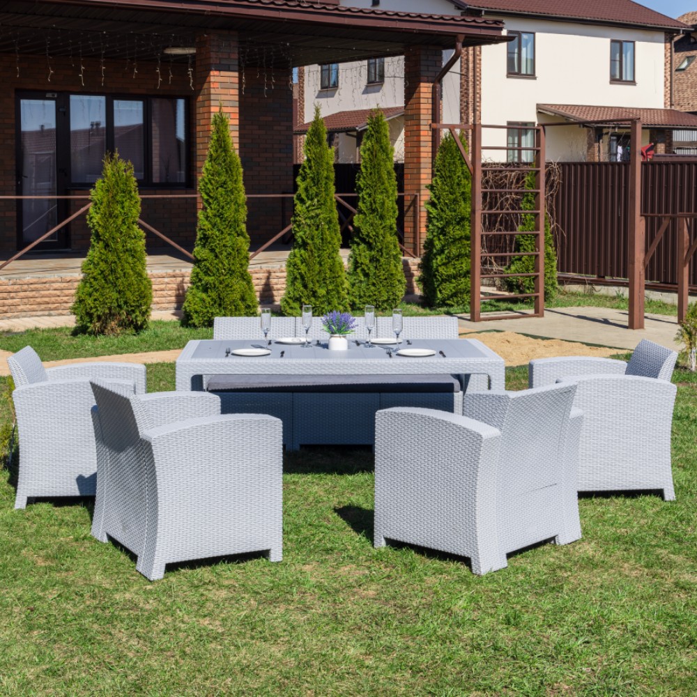 Обеденный комплект Royal Family LANA LUX DINING L светло-серый 3