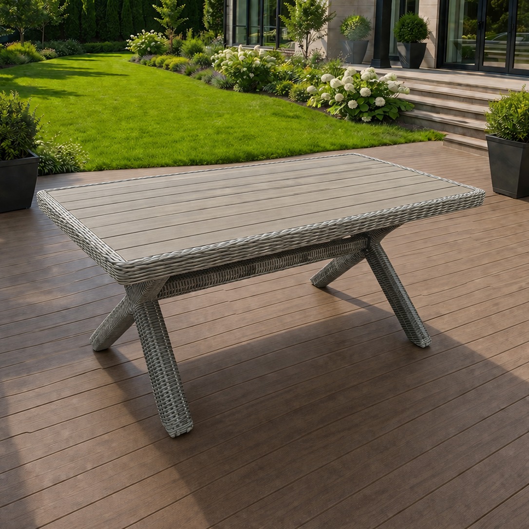 Обеденный комплект ISABELLA из искусственного ротанга серый 2