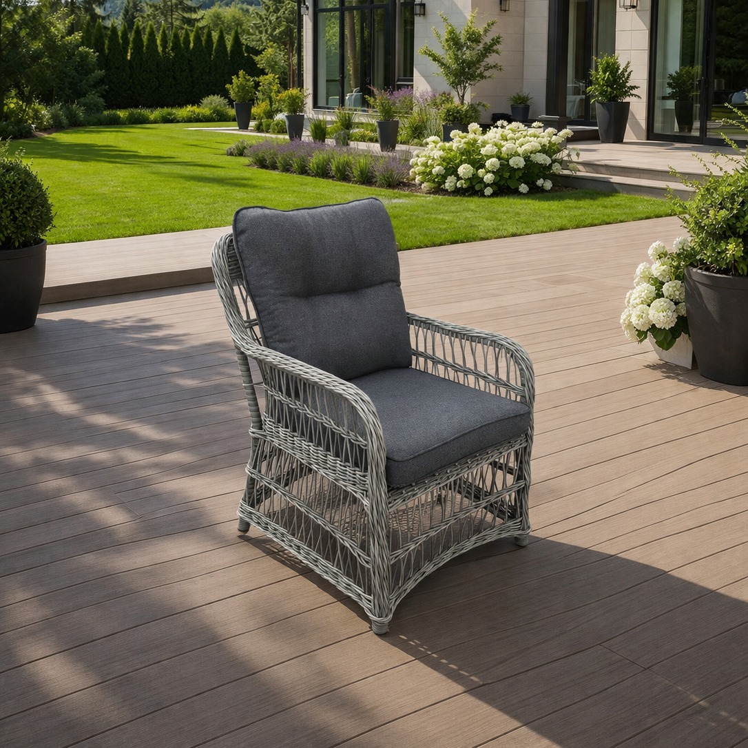 Обеденный комплект ISABELLA из искусственного ротанга серый 3