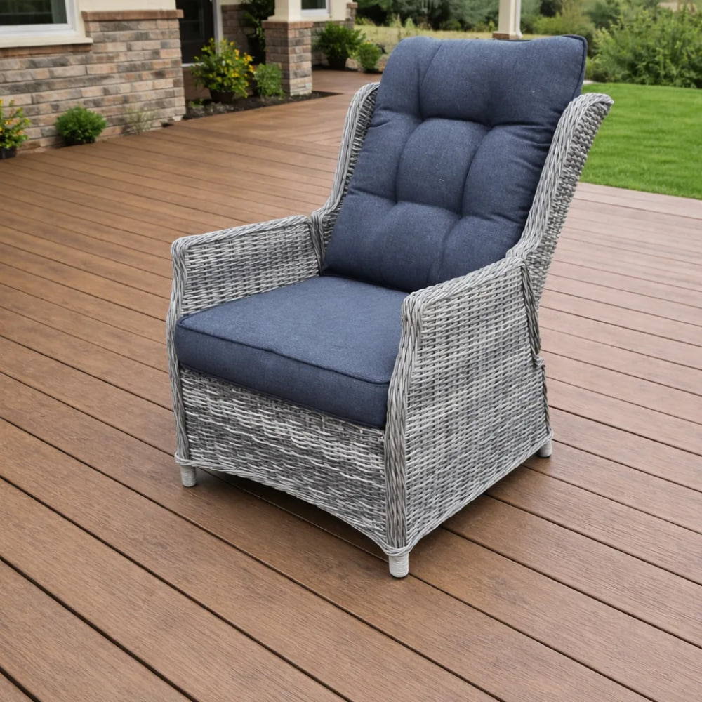 Кресло реклайнер LUIZA из искусственного ротанга цвет серый 1