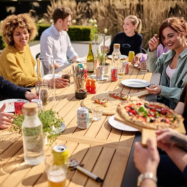 Nora-Avesta, комплект обеденной мебели натуральный/черный, тик/алюминий/веревка 2