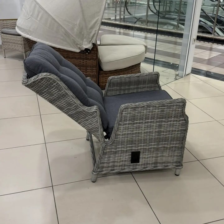 Кресло реклайнер LUIZA из искусственного ротанга цвет серый 4
