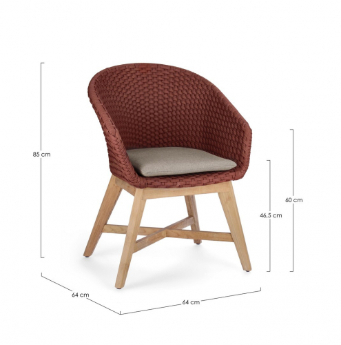 Кресло плетеное с подушкой Coachella алый 3