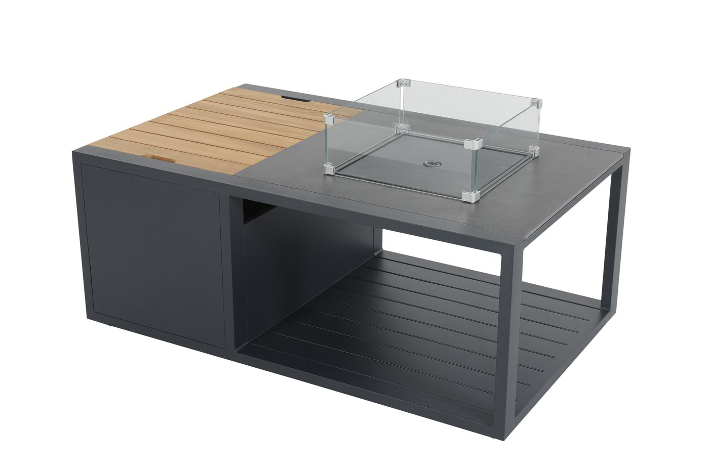 Orebro, стол каминный антрацит/натуральный, алюминий/спеченный камень/тик 6