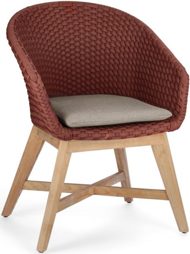 Кресло плетеное с подушкой Coachella алый 1