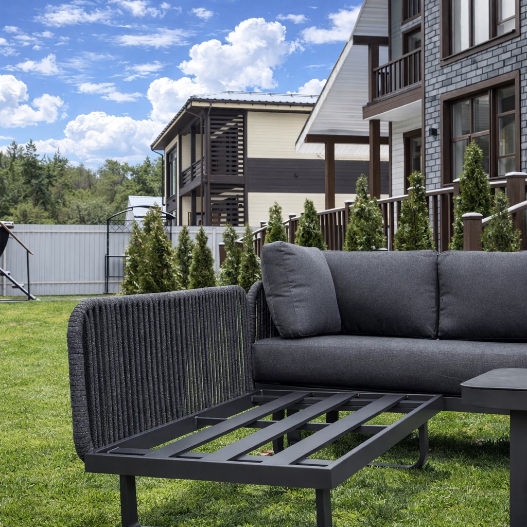 Угловая лаунж-зона из алюминия Royal Family ADRIAN, цвет антрацит 4