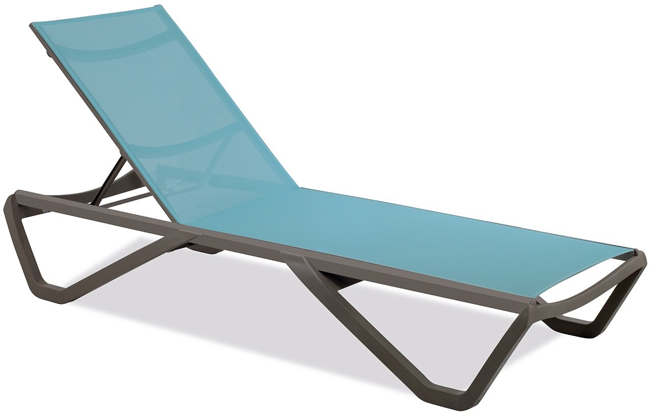 Шезлонг-лежак металлический Wave Paint тортора, бирюзовый 1