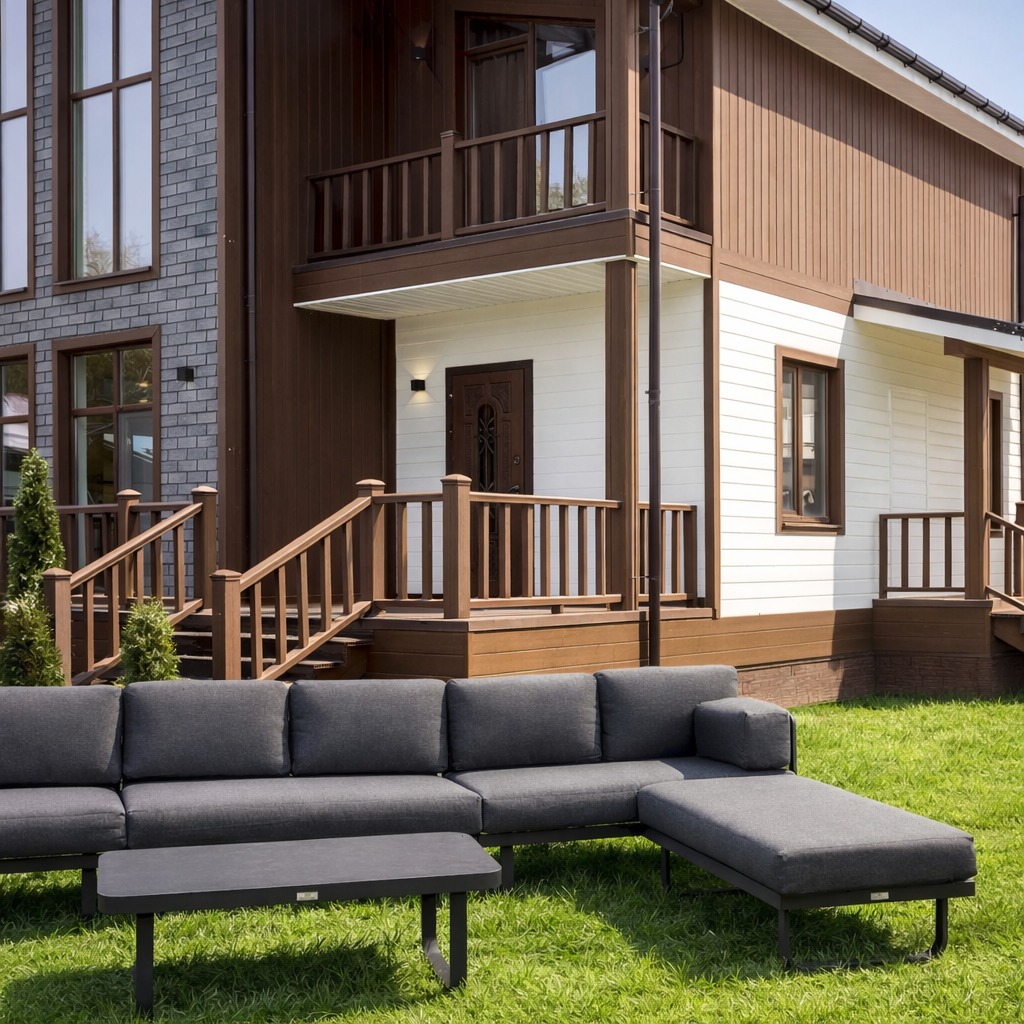 Лаунж-зона GISELLE с угловым диваном из алюминия 2