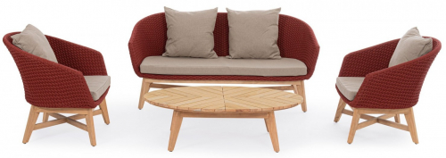 Комплект деревянной плетеной мебели Coachella алый 1