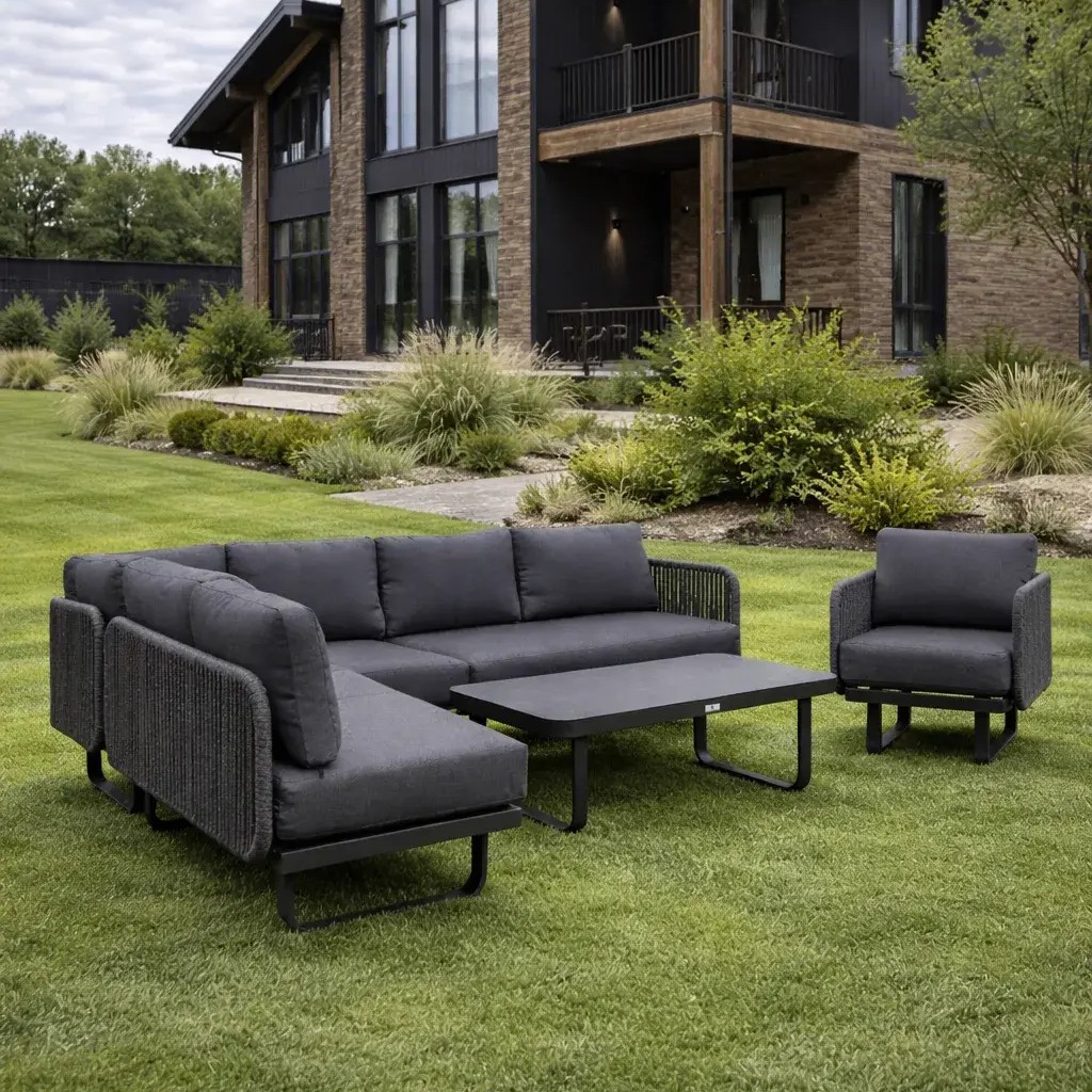 Угловая лаунж-зона из алюминия Royal Family ADRIAN, цвет антрацит 2