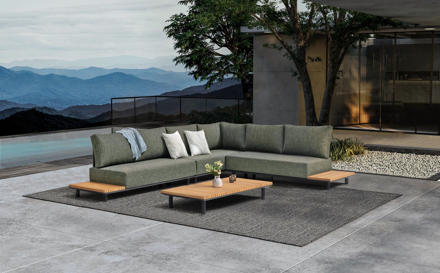 Goteborg, комплект лаунж мебели антрацит/натуральный, алюминий/тик 2