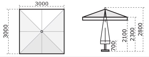 Зонт профессиональный 3х3 м Rimini Standard серо-коричневый 2