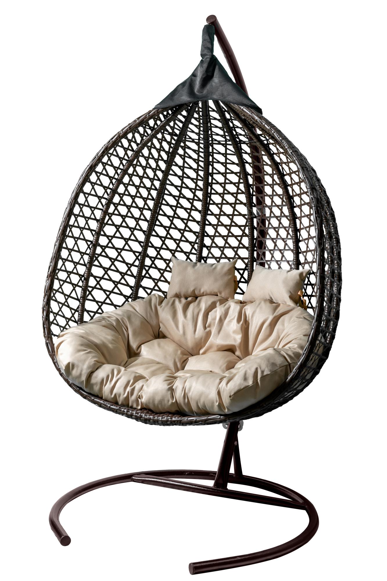 Кресло подвесное двойное Фиджи коричневое/бежевое 1