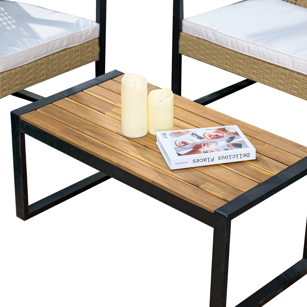 Набор мебели Дэйзи 1 уп. (стол + 2кресла + диван ротанг бежевый, подушки бежевые) 5