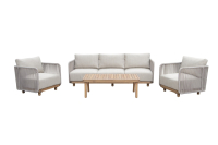 Набор мебели Берта 2 уп.(стол+2 кресла, диван, серый, подушки бежевые)