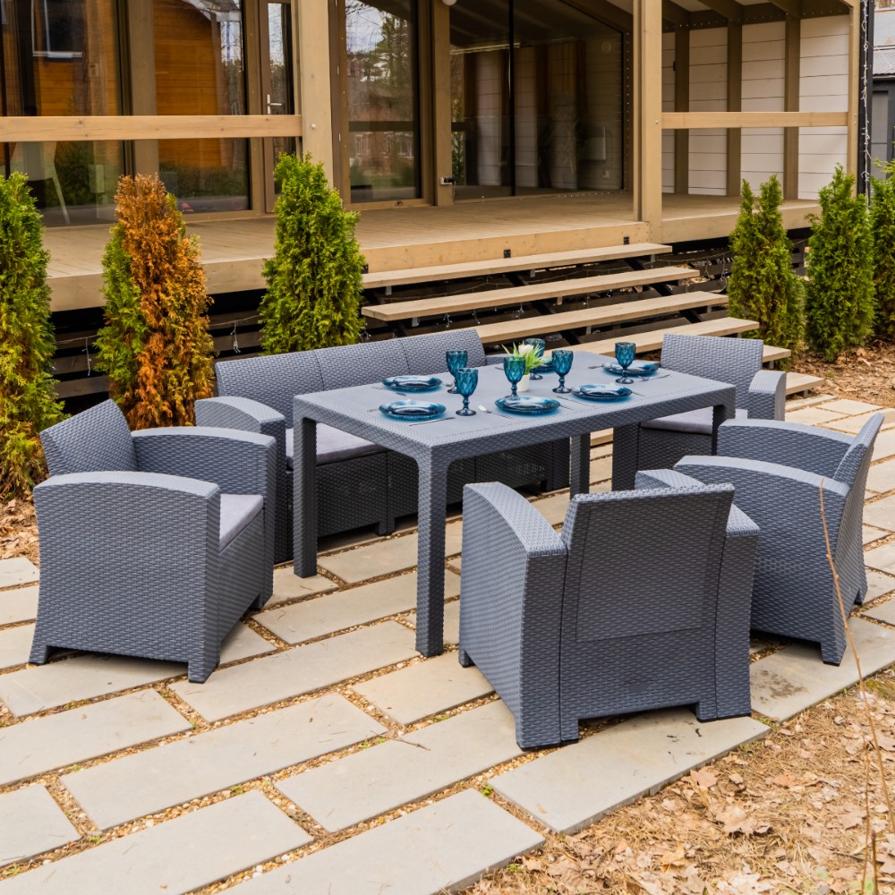 Обеденный комплект Royal Family LANA LUX DINING L графит 2