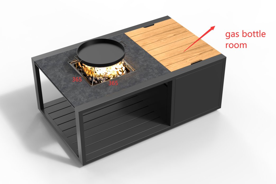 Orebro, стол каминный антрацит/натуральный, алюминий/спеченный камень/тик 5