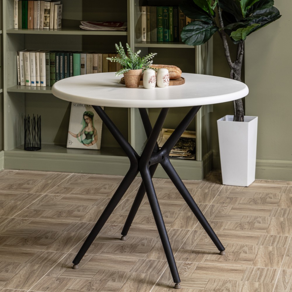 Стол из пластика круглый Royal Family TOM для сада цвет белый/черный 1